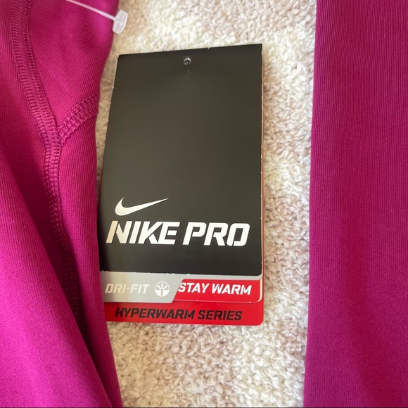 NWT NIKE PRO Dri-Fit Hyperwarm Series Side-Tie Pullover in Fuschia - Picture 4 of 8